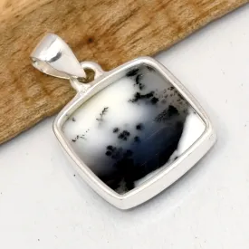 Pendentif Merlinite Opale dendritique forme carrée - Bijoux en Opale Dendritique (Merlinite)
