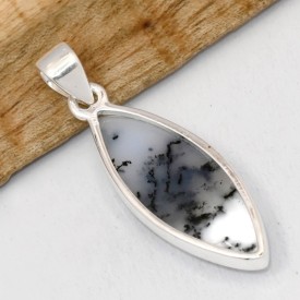 Pendentif  Merlinite Opale dendritique taille marquise - Bijoux en Opale Dendritique (Merlinite)