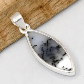 Pendentif  Merlinite Opale dendritique taille marquise - Bijoux en Opale Dendritique (Merlinite)