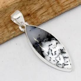 Pendentif  Merlinite Opale dendritique taille marquise - Bijoux en Opale Dendritique (Merlinite)