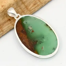 Gros Pendentif Chrysoprase Boulder ovale - Bijoux en Chrysoprase