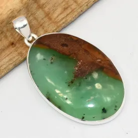 Gros Pendentif Chrysoprase Boulder ovale - Bijoux en Chrysoprase