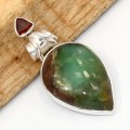 Pendentif Chrysoprase Boulder & Grenat – argent 925
