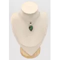 Pendentif Chrysoprase Boulder et Grenat, argent 925 - Bijoux en Chrysoprase
