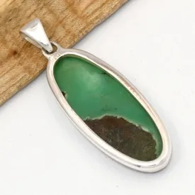 Pendentif Chrysoprase Boulder ovale en argent 925 - Bijoux en Chrysoprase