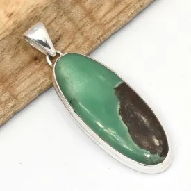 Pendentif Chrysoprase Boulder ovale en argent 925 - Bijoux en Chrysoprase