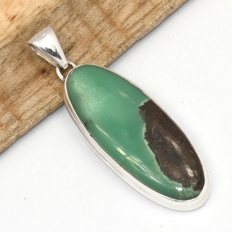 Pendentif Chrysoprase Boulder ovale – argent 925