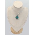 Pendentif Shattuckite vert turquoise en argent 925