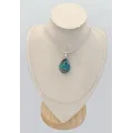 Pendentif Shattuckite vert turquoise, argent 925 - Bijoux en Shattuckite