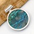 Pendentif rond Shattuckite labradorite, argent 925 - Bijoux en Shattuckite