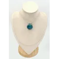 Pendentif rond Shattuckite labradorite, argent 925 - Bijoux en Shattuckite