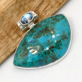 Pendentif Shattuckite Pierre de lune forme libre, argent 925 - Bijoux en Shattuckite