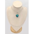 Pendentif Shattuckite & Topaze bleue goutte · argent 925