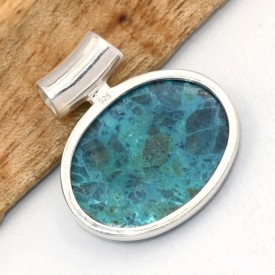 Pendentif Shattuckite & Labradorite cabochon en argent 925