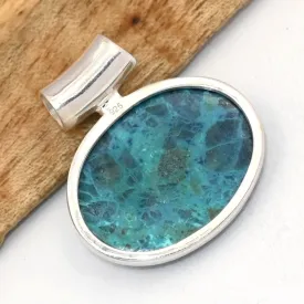 Pendentif Shattuckite et Labradorite cabochon - Bijoux en Shattuckite