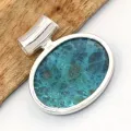 Pendentif Shattuckite et Labradorite cabochon - Bijoux en Shattuckite