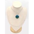 Pendentif Shattuckite authentique rond · argent 925
