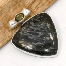 Pendentif Nuumite triangulaire Moldavite grade AAA - Pendentifs pierres naturelles