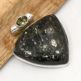 Pendentif Nuumite bleutée du Groënland et Moldavite - Pendentifs pierres naturelles