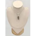 Pendentif Jaspe Dalmatien forme marquise, argent 925 - Pendentifs pierres naturelles