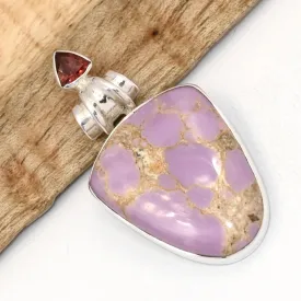 Pendentif Phosphosidérite semi-ovale et grenat - Pendentifs pierres naturelles
