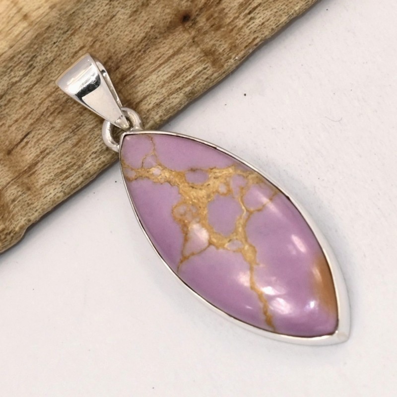 Pendentif Phosphosidérite marquise argent 925 - Pendentifs pierres naturelles
