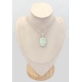 Pendentif Aragonite bleue rectangulaire – Argent 925