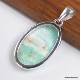 Pendentif Aragonite bleue ovale du Pakistan - Pendentifs pierres naturelles