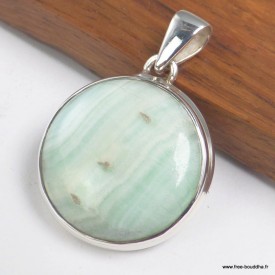 Pendentif Aragonite bleue forme ronde du Pakistan - Pendentifs pierres naturelles