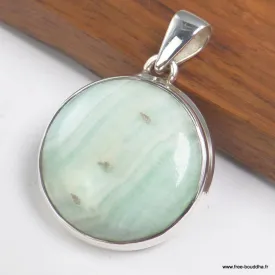 Pendentif Aragonite bleue forme ronde du Pakistan - Pendentifs pierres naturelles