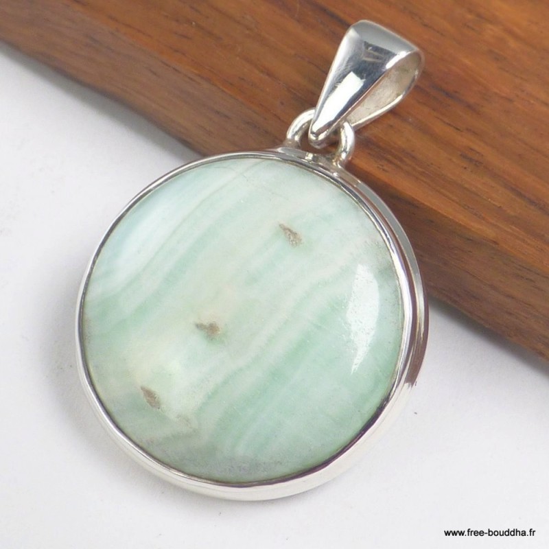 Pendentif Aragonite bleue forme ronde du Pakistan - Pendentifs pierres naturelles