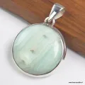 Pendentif Aragonite bleue forme ronde du Pakistan - Pendentifs pierres naturelles