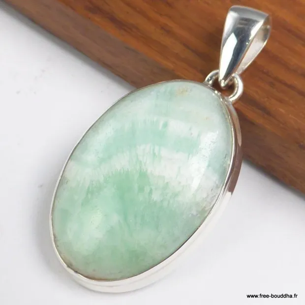 Pendentif Aragonite bleue verte ovale, Pakistan - Pendentifs pierres naturelles