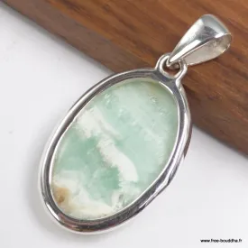 Pendentif Aragonite bleue verte ovale, Pakistan - Pendentifs pierres naturelles