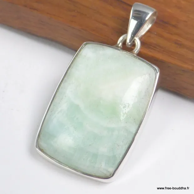 Pendentif pierre Aragonite bleue verte ovale, Pakistan - Pendentifs pierres naturelles
