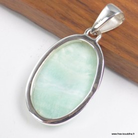 Pendentif ovale en Aragonite bleue verte - Pendentifs pierres naturelles