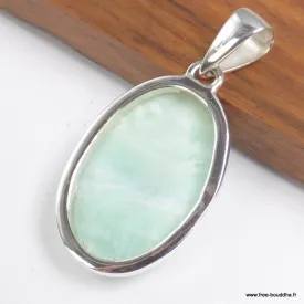 Pendentif ovale en Aragonite bleue verte - Pendentifs pierres naturelles