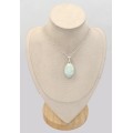 Pendentif ovale en Aragonite bleue verte - Pendentifs pierres naturelles