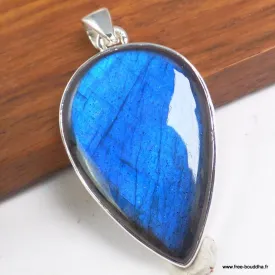 Gros Pendentif Authentique Labradorite bleue taille goutte - Pendentifs pierres naturelles