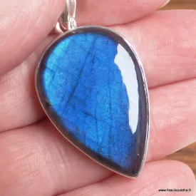 Gros Pendentif Authentique Labradorite bleue taille goutte - Pendentifs pierres naturelles