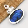 Pendentif Labradorite bleue et améthyste facettée - Pendentifs pierres naturelles
