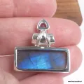 Pendentif Labradorite bleue rectangulaire améthyste facettée - Pendentifs pierres naturelles