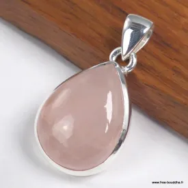 Pendentif Quartz rose naturel forme goutte - Pendentifs pierres naturelles