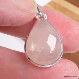 Pendentif Quartz rose AAA goutte – argent 925 naturel et apaisant