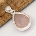 Pendentif Quartz rose AAA goutte – argent 925 naturel et apaisant