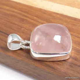 Pendentif Quartz rose naturel épais carré argent 925 - Pendentifs pierres naturelles