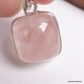 Pendentif Quartz rose AAA carré épais – argent 925 naturel