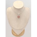 Pendentif Quartz rose AAA carré épais – argent 925 naturel