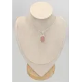 Pendentif Quartz rose naturel épais ovale argent 925 - Pendentifs pierres naturelles