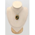 Pendentif Jaspe Océan ovale argent 925 pierre apaisante naturelle